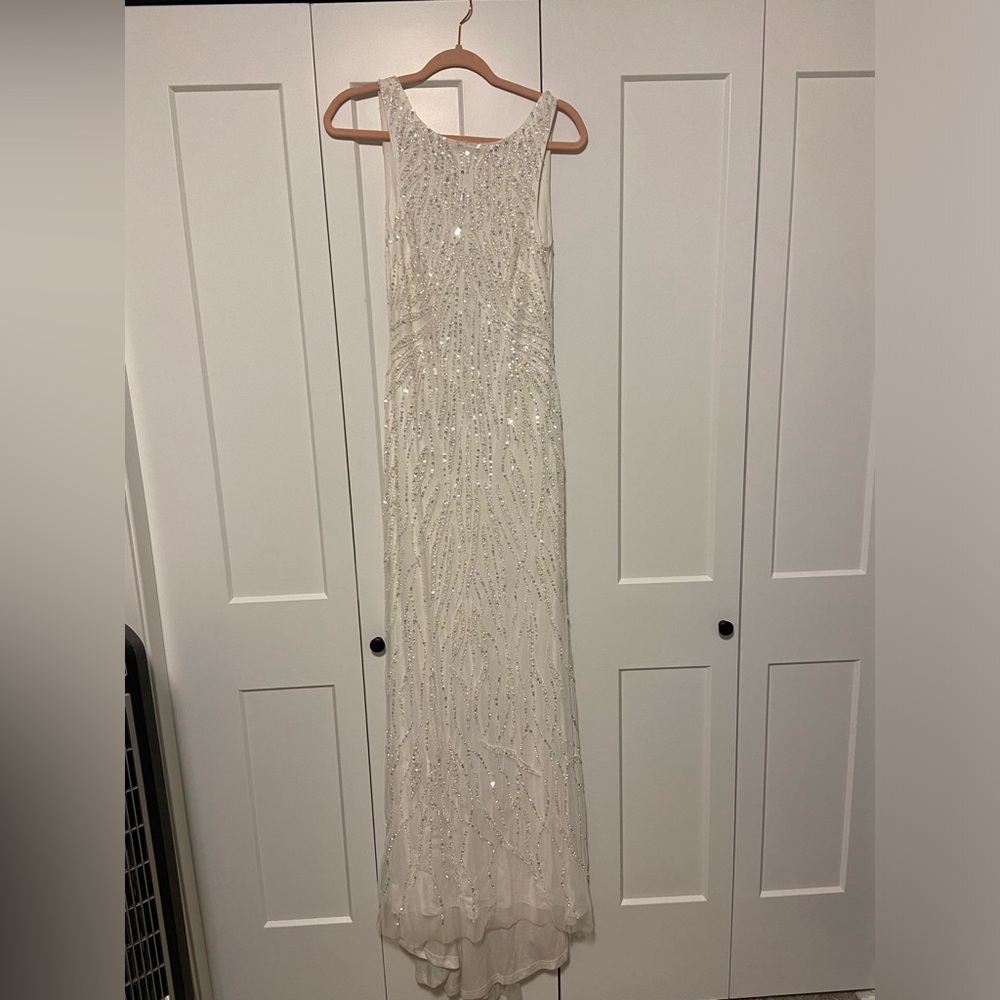 Floor Length White Sequin Dress